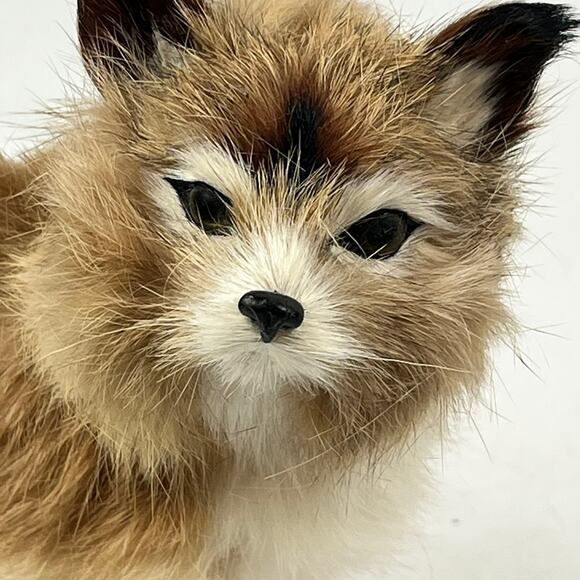 Realistic Fox Fur Covered Animal Figurine Woodland Decor Standing Fox Figure - Picture 10 of 14